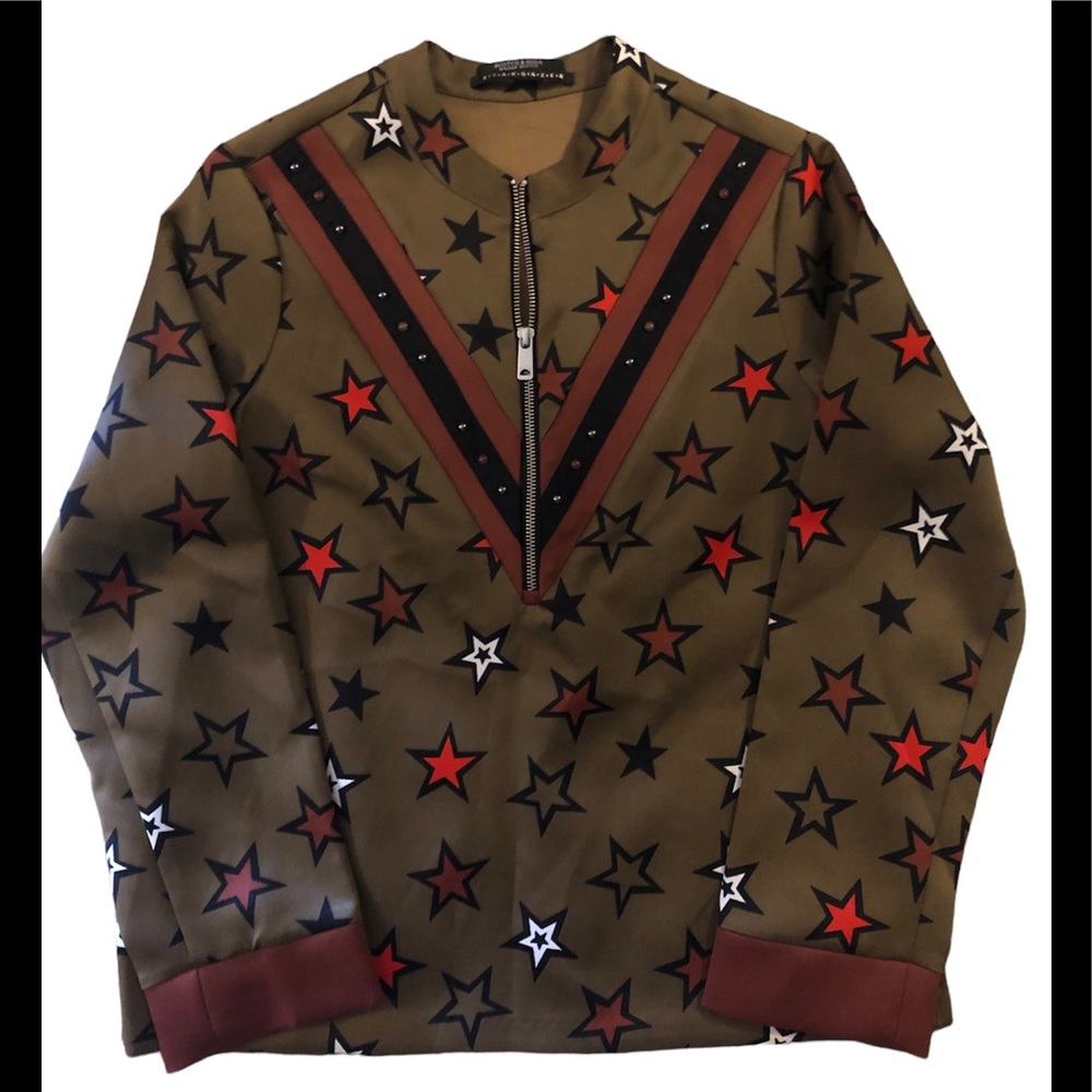 RARE Scotch and Soda Stargazer Madison Scotch Green Military Star Pullover Top